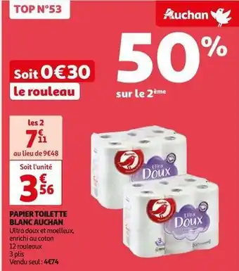 Auchan Auchan - papier toilette blanc offre