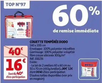 Auchan Dodo - couette tempérée offre