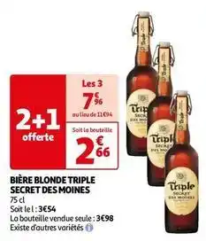 Auchan Bière blonde triple secret des moines offre