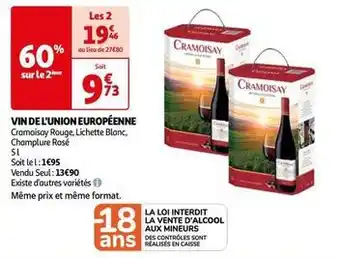 Auchan Cramoisay - vin de l'union europeenne offre