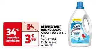 Auchan Lysol - désinfectant du linge eaux sensibles offre