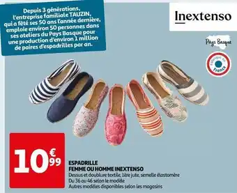 Auchan Inextenso - espadrilles femme ou homme offre