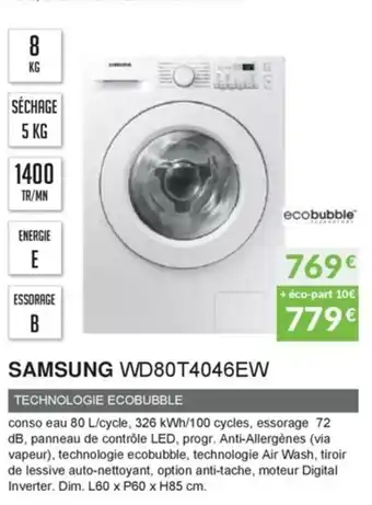 Copra Samsung WD80T4046EW offre