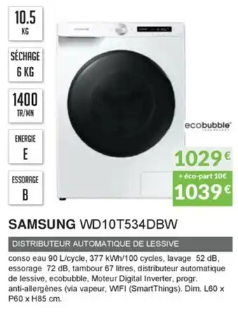 Copra Samsung WD10T534DBW offre