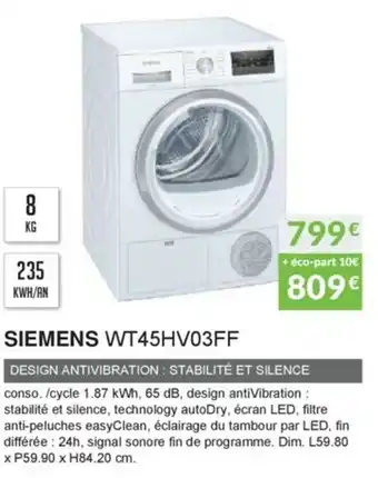Copra Siemens WT45HVO03FF offre