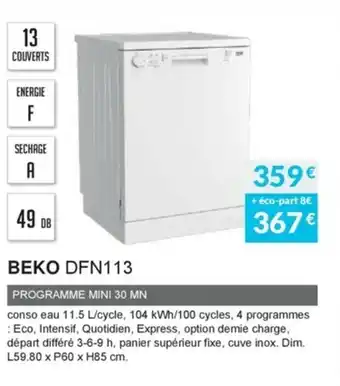 Copra Beko DFN113 offre