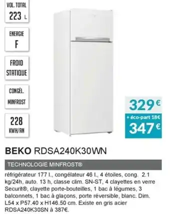 Copra Beko RDSA240K30WN offre