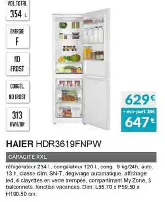 Copra Haier HDR3619FNPW offre