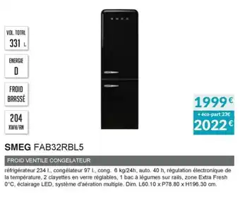 Copra SMEG FAB32RBL5 offre