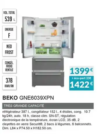 Copra Beko GNE6039XPN offre