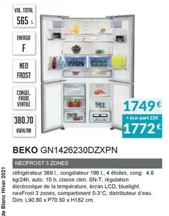 Copra Beko GN146260DZXPN offre