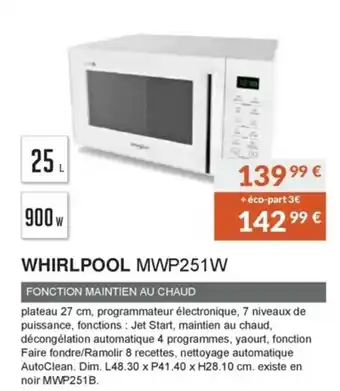 Copra Whirlpool MWP251W offre