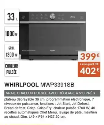 Copra Whirlpool MWP3391SB offre