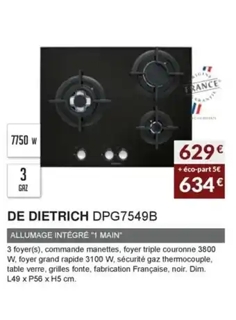 Copra De Dietrich DPG7549B offre
