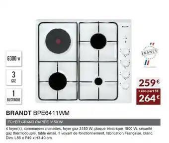 Copra Brandt BPE6411WM offre