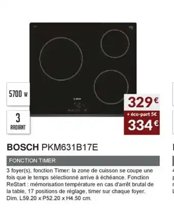 Copra Bosch PKM631B17E offre