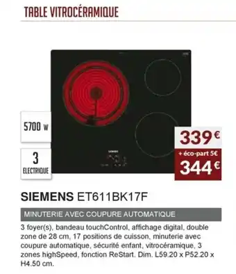 Copra Siemens ET611BK17F offre