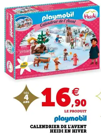 Hyper U Playmobil calendrier de l’avent heidi en hiver offre
