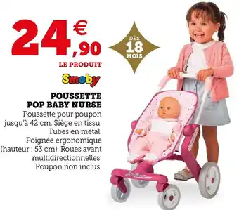 Hyper U Smoby poussette pop baby nurse offre