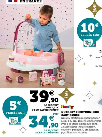 Hyper U Smoby nursery electronique baby nurse offre