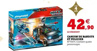 Hyper U Playmobil camion de bandits et policier offre