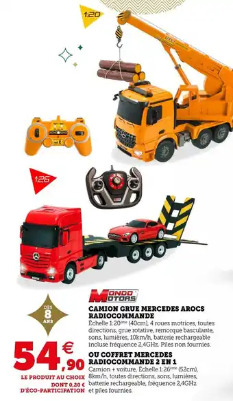 Hyper U Moto motors camion grue mercedes arocs radiocommande offre