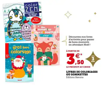 Hyper U Hemma livres de coloriages ou gommettes offre