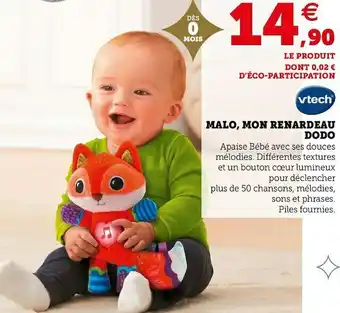 Super U Vtech malo, mon renardeau dodo offre