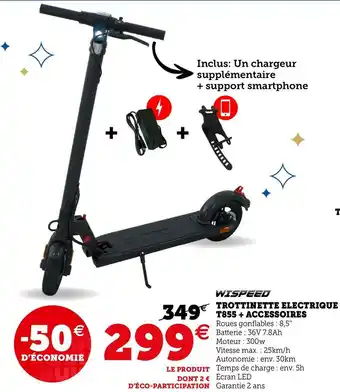 Hyper U Wispeed trottinette electrique t855 + accessoires offre