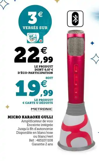 Hyper U Metronic micro karaoke gulli offre