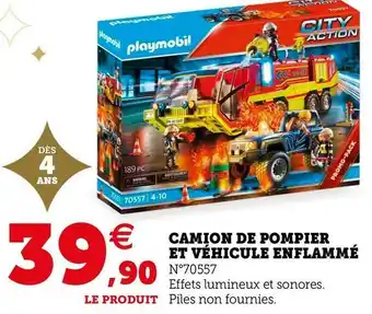 Super U Camion de pompier et véhicule enflammé offre