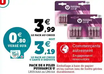 Super U Pack de 8 piles puissance u offre