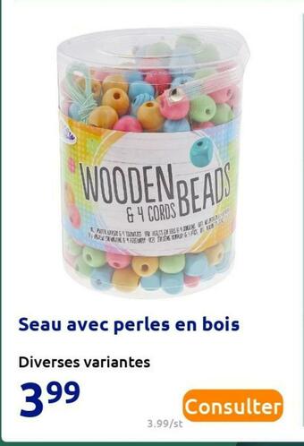 Seau avec perles en bois