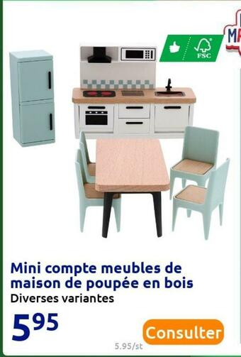 Action Mini matters mini compte meubles de maison de poupée en bois offre