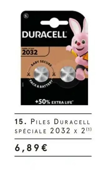 Monoprix Duracell piles spéciale 2032x2 offre