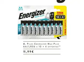 Monoprix Energizer piles max plus aa/lr06 x 10 + 4 offertes offre