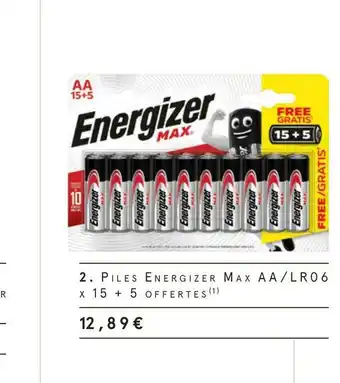Monoprix Energizer piles max aa/lr06 x 15 + 5 offertes offre