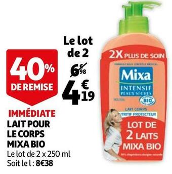 Mixa lait pour le corps bio
