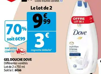 Auchan Dove gel douche offre