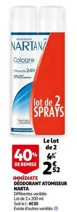 Auchan Narta déodorant atomiseur offre