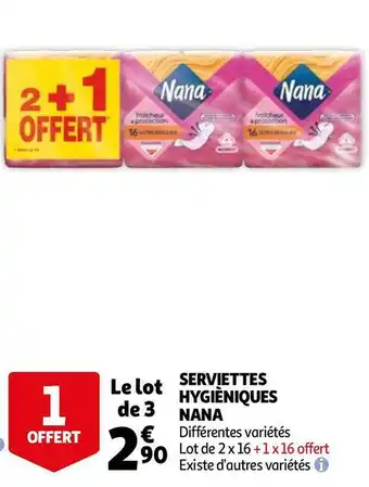 Auchan Nana serviettes hygièniques offre