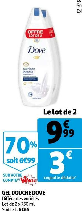 Auchan Dove gel douche offre