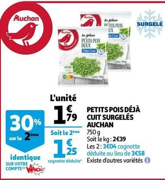 Auchan Auchan petits pois déjà cuit surgelés offre