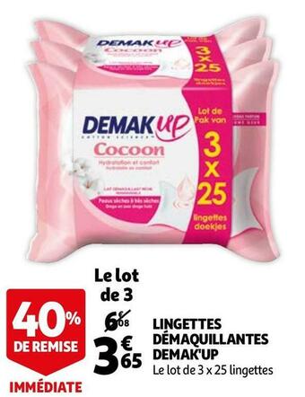 Auchan Demak up lingettes démaquillantes offre