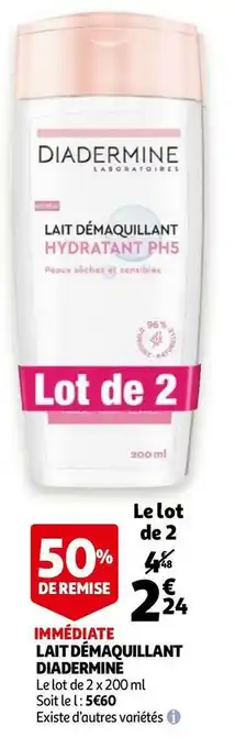 Auchan Diadermine lait démaquillant offre