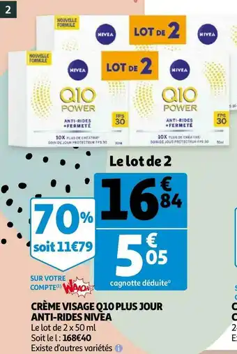 Auchan Nivea crème visage q10 plus jour anti-rides offre