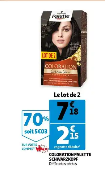 Auchan Schwarzkopf coloration palette offre