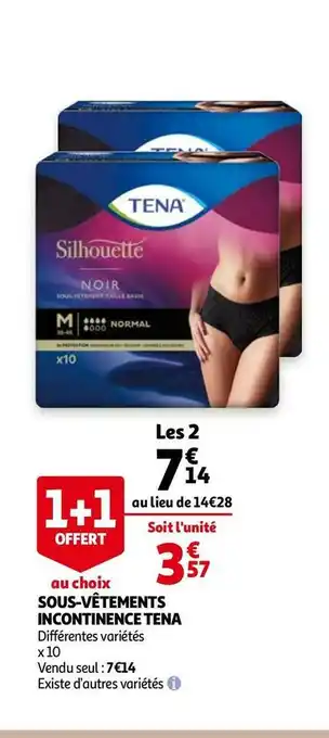 Auchan Tena sous-vêtements incontinence offre