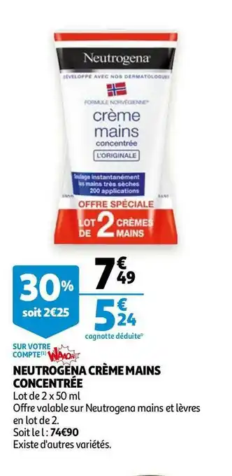 Auchan Neutrogena neutrogena crème mains concentrée offre