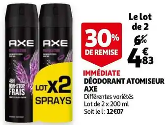 Auchan Axe déodorant atomiseur offre